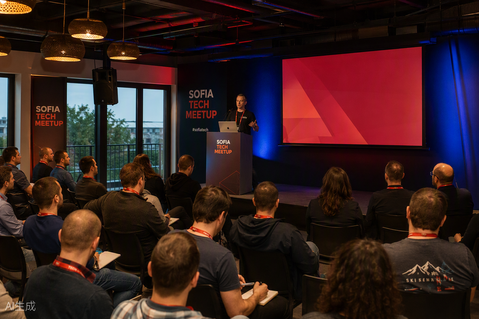 itSMF Bulgaria meetup - speaker and audience at a Sofia event space
